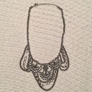 Like new silver/faux diamond statement necklace